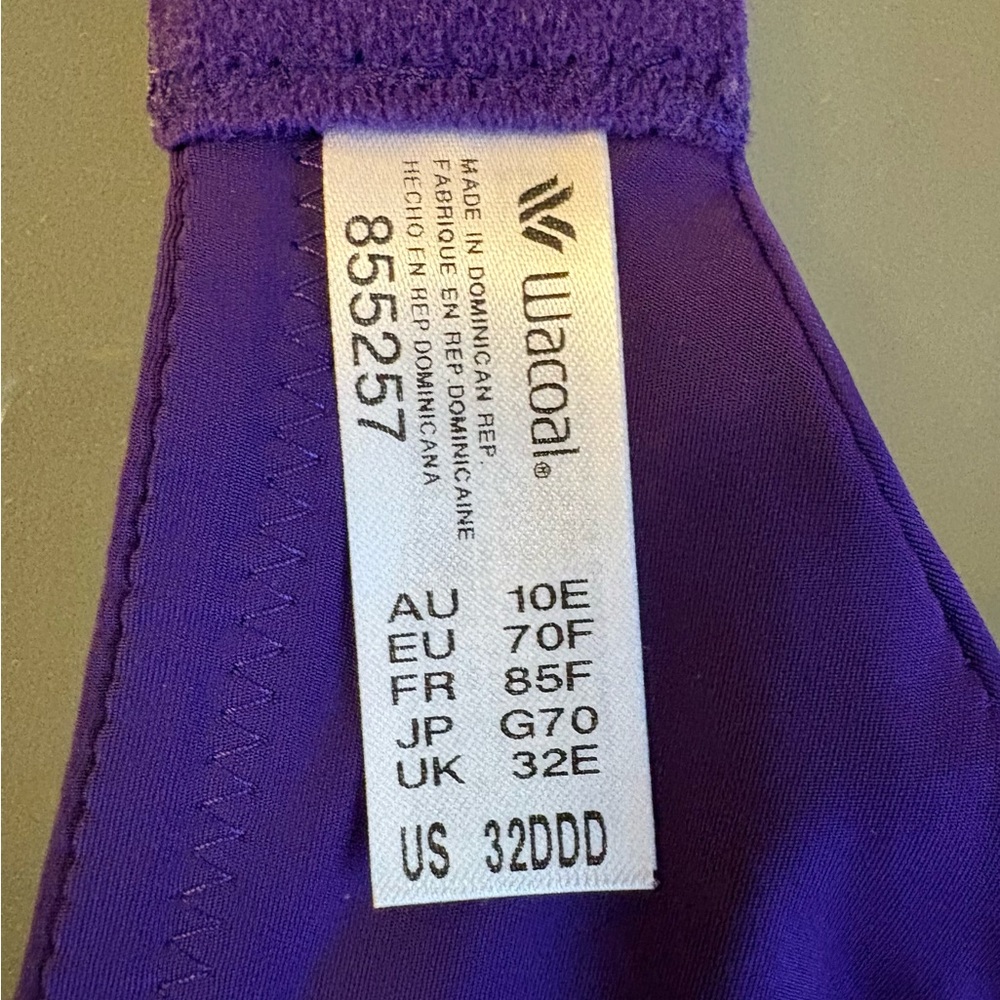 Wacoal Violet Indigo Lace Impression Full-Coverage Underwire Bra Size 32DDD NWT - Picture 8 of 16